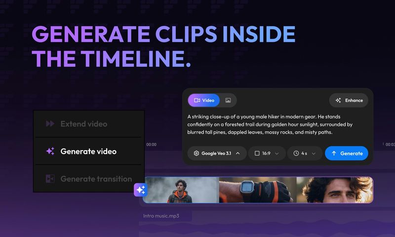 Flixier Generate AI Video in Timeline