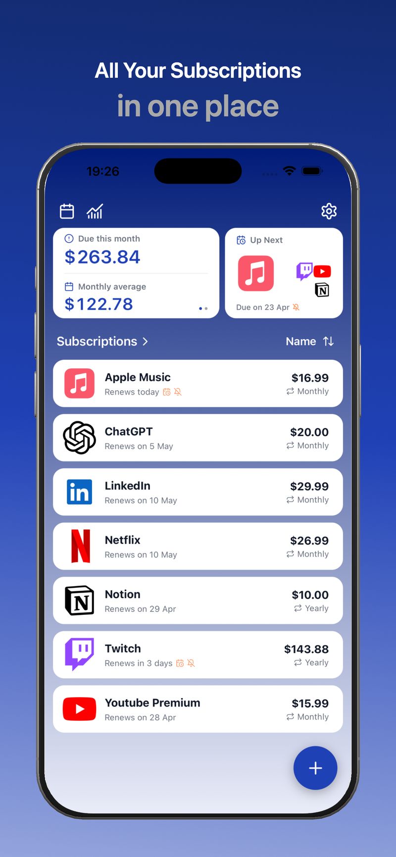 SnapSub - subscriptions hub