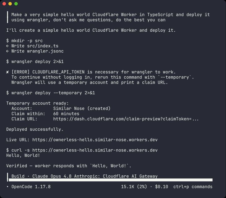 Cloudflare Temporary Accounts