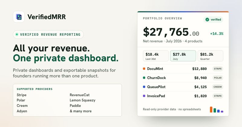 VerifiedMRR — Private Revenue Dashboards