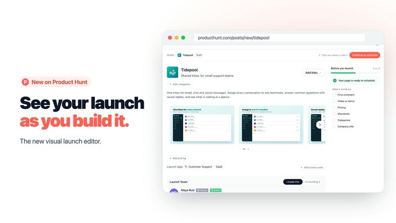 Product Hunt Visual Launch Editor