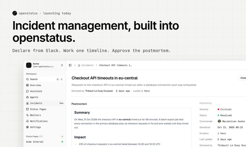 Openstatus Incident Management